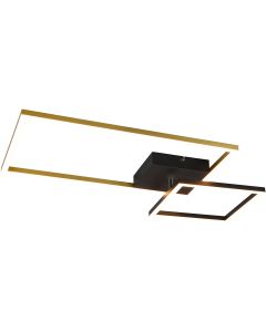 LED Plafondlamp - Plafondverlichting - Trion Pado - 25W - Warm Wit 3000K - Dimbaar - Rechthoek - Mat Goud - Aluminium 