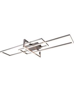 LED Plafondlamp - Plafondverlichting - Trion Salana - 34W - Warm Wit 3000K - Rechthoek - Mat Nikkel - Aluminium