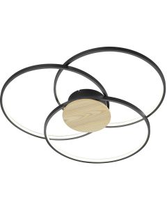 LED Plafondlamp - Plafondverlichting - Trion Sidon - 40W - Warm Wit 3000K - Dimbaar - Rond - Mat Zwart - Aluminium