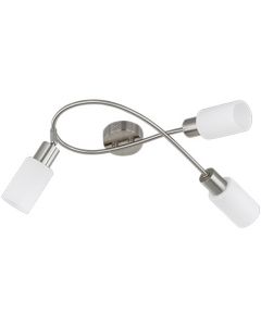 LED Plafondlamp - Plafondverlichting - Trion Smast - E14 Fitting - 3-lichts - Rechthoek - Mat Nikkel - Aluminium