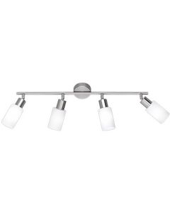 LED Plafondlamp - Plafondverlichting - Trion Smast - E14 Fitting - 4-lichts - Rechthoek - Mat Nikkel - Aluminium