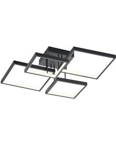 LED Plafondlamp - Plafondverlichting - Trion Soranto - 24W - Warm Wit 3000K - Dimbaar - Vierkant - Mat Zwart - Aluminium