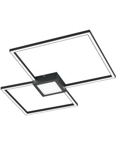 LED Plafondlamp - Trion Hydro - 28W - Warm Wit 3000K - Dimbaar - Rechthoek - Mat Zwart - Aluminium