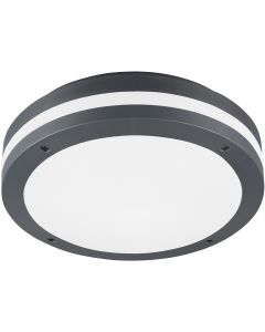 LED Plafondlamp - Trion Keraly - Opbouw Rond - Bewegingssensor - Waterdicht - 12W - Mat Zwart - Kunststof