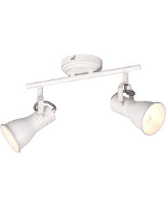 LED Plafondspot - Plafondverlichting - Trion Sanita - E14 Fitting - 2-lichts - Rechthoek - Antiek Wit - Aluminium