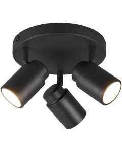 LED Plafondspot - Trion Artion - GU10 Fitting - Spatwaterdicht IP44 - Rond - Mat Zwart - Aluminium