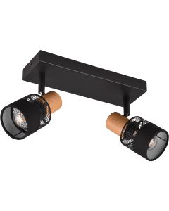 LED Plafondspot - Trion Brista - E14 Fitting - 2-lichts - Rond - Mat Zwart - Aluminium