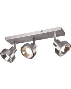 LED Plafondspot - Trion Leonida - GU10 Fitting - 3-lichts - Rechthoek - Mat Nikkel - Aluminium