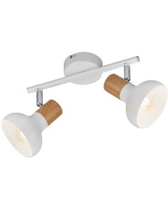 LED Plafondspot - Trion Rollo - E14 Fitting - 2-lichts - Rond - Mat Wit - Aluminium