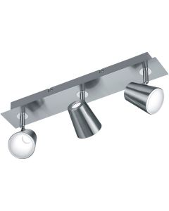 LED Plafondspot - Trion Narca - 18W - Warm Wit 3000K - 3-lichts - Rechthoek - Mat Nikkel - Aluminium