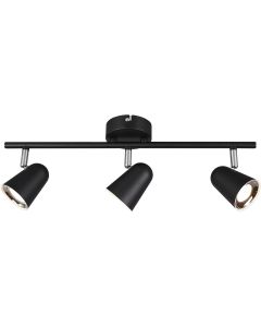 LED Plafondspot - Trion Toluno - 9W - Warm Wit 3000K - 3-lichts - Rechthoek - Mat Zwart - Kunststof