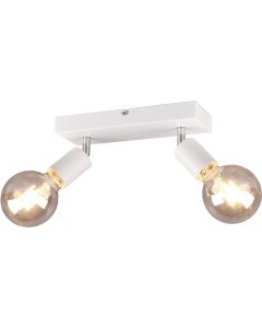 LED Plafondspot - Trion Zuncka - E27 Fitting - 2-lichts - Rechthoek - Mat Wit - Aluminium 