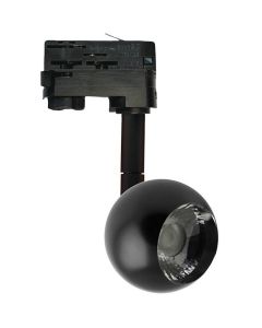 LED Railverlichting - Track Spot - Facto Feny - 10W - 3 Fase - Rond - Natuurlijk Wit 4000K - Mat Zwart - Aluminium