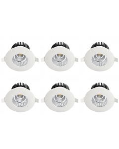 LED Spot 6 Pack - Inbouwspot - Rond 6W - Waterdicht IP65 - Natuurlijk Wit 4200K - Mat Wit Aluminium - Ø90mm