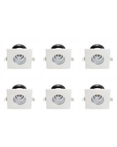 LED Spot 6 Pack - Inbouwspot - Vierkant 6W - Waterdicht IP65 - Natuurlijk Wit 4200K - Mat Wit Aluminium - 90mm