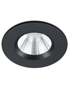 LED Spot - Inbouwspot - Trion Zagrona - 5W - Waterdicht IP65 - Dimbaar - Warm Wit 3000K - Mat Zwart - Aluminium - Rond