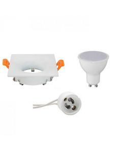 LED Spot Set - GU10 Fitting - Inbouw Vierkant - Mat Wit - 6W - Natuurlijk Wit 4200K - 85mm