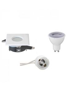 LED Spot Set - GU10 Fitting - Waterdicht IP65 - Dimbaar - Inbouw Vierkant - Mat Wit - 6W - Warm Wit 3000K - 82mm