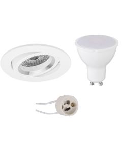 LED Spot Set - Pragmi Aerony Pro - GU10 Fitting - Inbouw Rond - Mat Wit - 4W - Warm Wit 3000K - Kantelbaar - Ø82mm