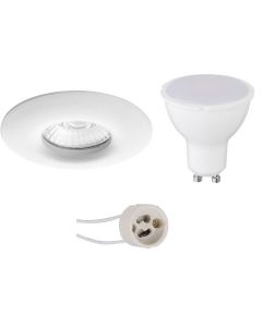 LED Spot Set - Pragmi Luno Pro - Waterdicht IP65 - GU10 Fitting - Inbouw Rond - Mat Wit - 4W - Warm Wit 3000K - Ø82mm