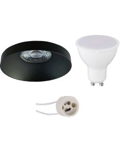 LED Spot Set - Pragmi Vrito Pro - GU10 Fitting - Inbouw Rond - Mat Zwart - 4W - Warm Wit 3000K - Ø82mm