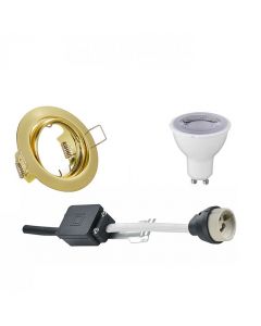 LED Spot Set - Trion - GU10 Fitting - Dimbaar - Inbouw Rond - Mat Goud - 6W - Helder/Koud Wit 6400K - Kantelbaar Ø83mm