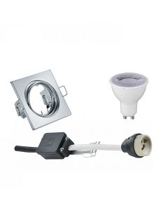 LED Spot Set - Trion - GU10 Fitting - Dimbaar - Inbouw Vierkant - Glans Chroom - 6W - Warm Wit 3000K - Kantelbaar 80mm