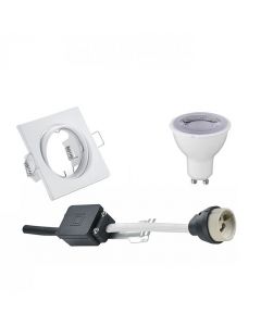 LED Spot Set - Trion - GU10 Fitting - Dimbaar - Inbouw Vierkant - Mat Wit - 6W - Natuurlijk Wit 4200K - Kantelbaar 80mm