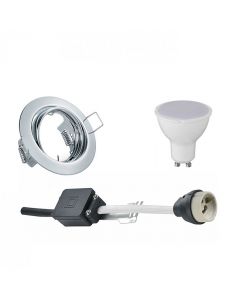 LED Spot Set - Trion - GU10 Fitting - Inbouw Rond - Glans Chroom - 6W - Natuurlijk Wit 4200K - Kantelbaar Ø83mm