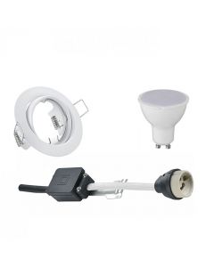 LED Spot Set - Trion - GU10 Fitting - Inbouw Rond - Mat Wit - 6W - Helder/Koud Wit 6400K - Kantelbaar Ø83mm