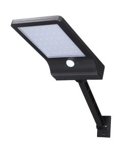 LED Straatlamp Solar - Aigi Sinwy - 2.3W - Helder/Koud Wit 6500K - Waterdicht IP65 - Mat Zwart - Kunststof