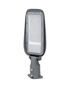 LED Straatlamp - Aigi Animo - 30W - Helder/Koud Wit 6500K - Waterdicht IP65 - Mat Grijs - Aluminium