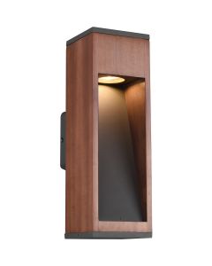 LED Tuinverlichting - Wandlamp Buitenlamp - Trion Enico - GU10 Fitting - Rechthoek - Hout - Natuur Hout