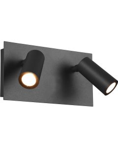 LED Tuinverlichting - Wandlamp Buitenlamp - Trion Sonei - 6W - Warm Wit 3000K - 2-lichts - Rechthoek - Mat Antraciet - Aluminium