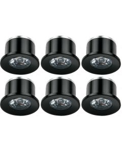 LED Veranda Spot Verlichting 6 Pack - 1W - Warm Wit 3000K - Inbouw - Dimbaar - Rond - Mat Zwart - Aluminium - Ø31mm