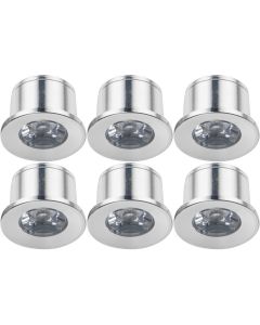 LED Veranda Spot Verlichting 6 Pack - 1W - Natuurlijk Wit 4000K - Inbouw - Rond - Mat Zilver - Aluminium - Ø31mm