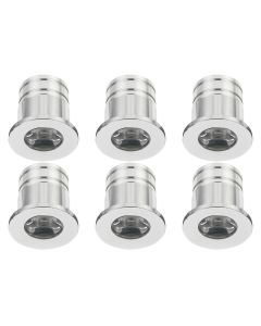 LED Veranda Spot Verlichting 6 Pack - 3W - Warm Wit 3000K - Inbouw - Dimbaar - Rond - Mat Zilver - Aluminium - Ø31mm