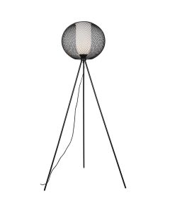 LED Vloerlamp - Trion Filtran - E27 Fitting - 1-lichts - Rond - Mat Zwart - Aluminium