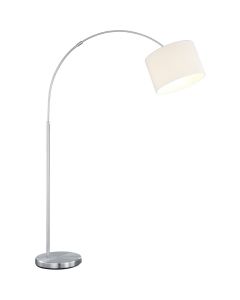 LED Vloerlamp - Trion Hotia - E27 Fitting - In Hoogte Verstelbaar - Rond - Mat Wit - Aluminium