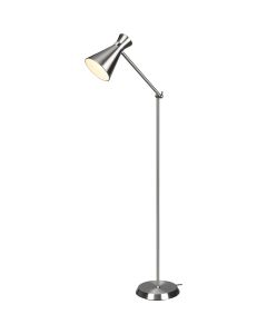 LED Vloerlamp - Vloerverlichting - Trion Ewomi - E27 Fitting - Rond - Mat Nikkel - Aluminium