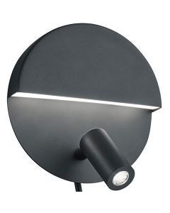 LED Wandlamp - Trion Marano - 8W - Warm Wit 3000K - Rond - Mat Zwart - Aluminium