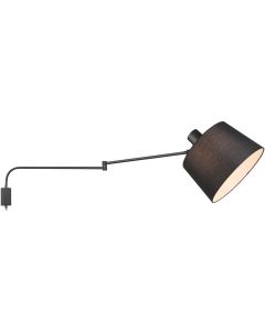 LED Wandlamp - Wandverlichting - Trion Badi - E27 Fitting - Rond - Mat Zwart - Aluminium