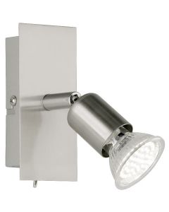 LED Wandspot - Trion Nimo - GU10 Fitting - 3W - Warm Wit 3000K - 1-lichts - Rechthoek - Mat Nikkel - Aluminium