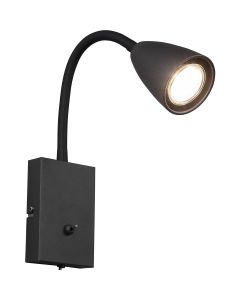 LED Wandspot - Wandverlichting - Trion Wolly - GU10 Fitting - 1-lichts - Rechthoek - Mat Zwart - Aluminium