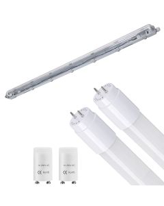 LED TL Armatuur met T8 Buis Incl. Starter - Aigi Dybolo - 60cm Enkel - 8W - Natuurlijk Wit 4200K - Beschermingsgraad IP20