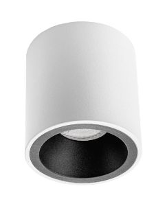 Opbouwspot GU10 - Pragmi Cliron Pro - Opbouw Rond - Mat Wit/Zwart - Aluminium - Verdiept - Ø90mm