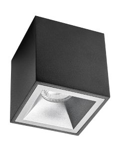 Opbouwspot GU10 - Pragmi Cliron Pro - Opbouw Vierkant - Mat Zwart/Zilver - Aluminium - Verdiept - 90mm