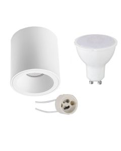 Opbouwspot Set - Pragmi Cliron Pro - GU10 Fitting - Opbouw Rond - Mat Wit - 4W - Warm Wit 3000K - Verdiept - Ø90mm