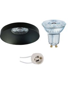 OSRAM - LED Spot Set - Parathom PAR16 927 36D - Pragmi Vrito Pro - GU10 Fitting - Dimbaar - Inbouw Rond - Mat Zwart - 3.7W - Warm Wit 2700K - Ø82mm