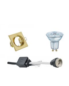 OSRAM - LED Spot Set - Parathom PAR16 930 36D - GU10 Fitting - Dimbaar - Inbouw Vierkant - Mat Goud - 3.7W - Warm Wit 3000K - Kantelbaar 80mm